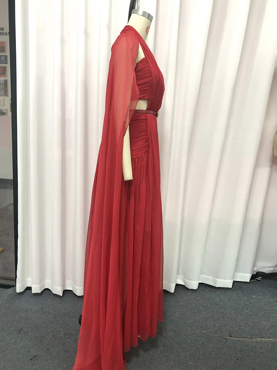 TWOTWINSTYLE Slimming Hollow Out Spliced Ribbons Temperament Dress for Women V Neck Sleeveless High Waist Dresses Female Fashion