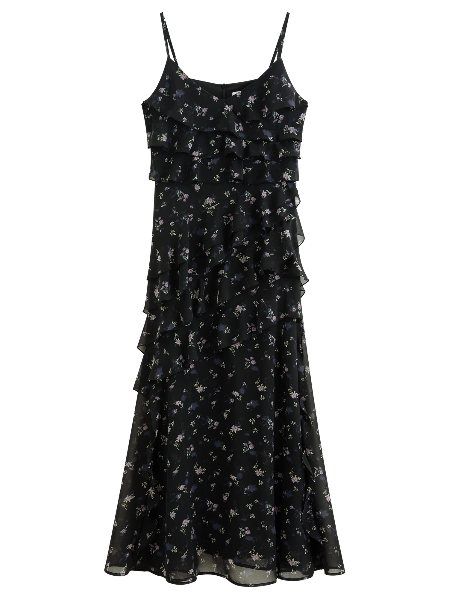 FSLE Summer Women Floral Print Ruffle Tiered Maxi Dress Adjustable Spaghetti Strap A-Line Long Dress Coquette Romantic Style