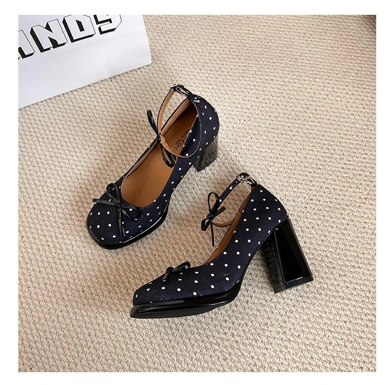 Platform Thick Heel Women Mary Jane Shoes Concise Ankle Strap Shoes 2026 Spring Women's Elegant Party Dress Leather Pumps