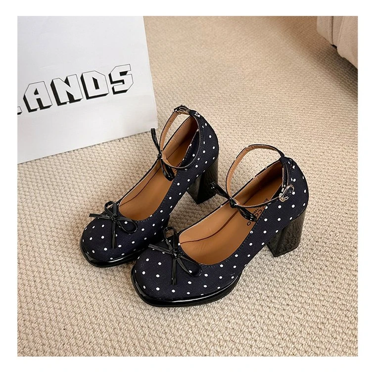 Platform Thick Heel Women Mary Jane Shoes Concise Ankle Strap Shoes 2026 Spring Women's Elegant Party Dress Leather Pumps