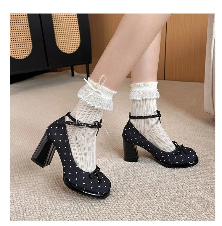 Platform Thick Heel Women Mary Jane Shoes Concise Ankle Strap Shoes 2026 Spring Women's Elegant Party Dress Leather Pumps