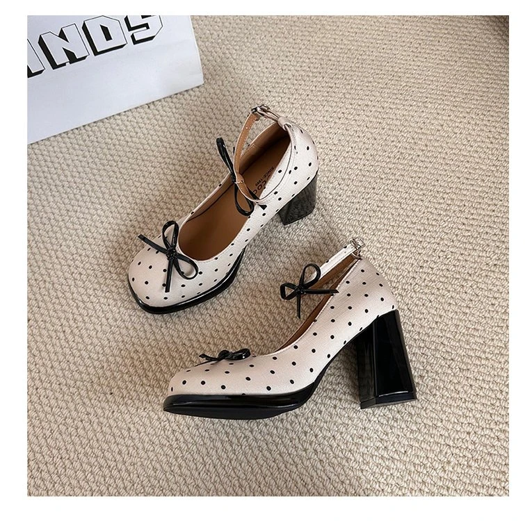 Platform Thick Heel Women Mary Jane Shoes Concise Ankle Strap Shoes 2026 Spring Women's Elegant Party Dress Leather Pumps