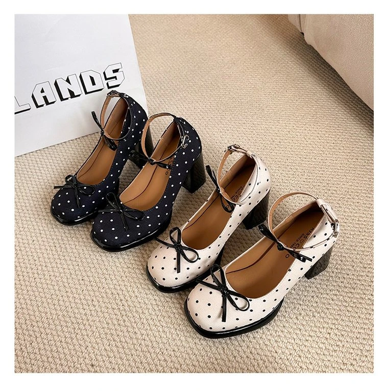 Platform Thick Heel Women Mary Jane Shoes Concise Ankle Strap Shoes 2026 Spring Women's Elegant Party Dress Leather Pumps