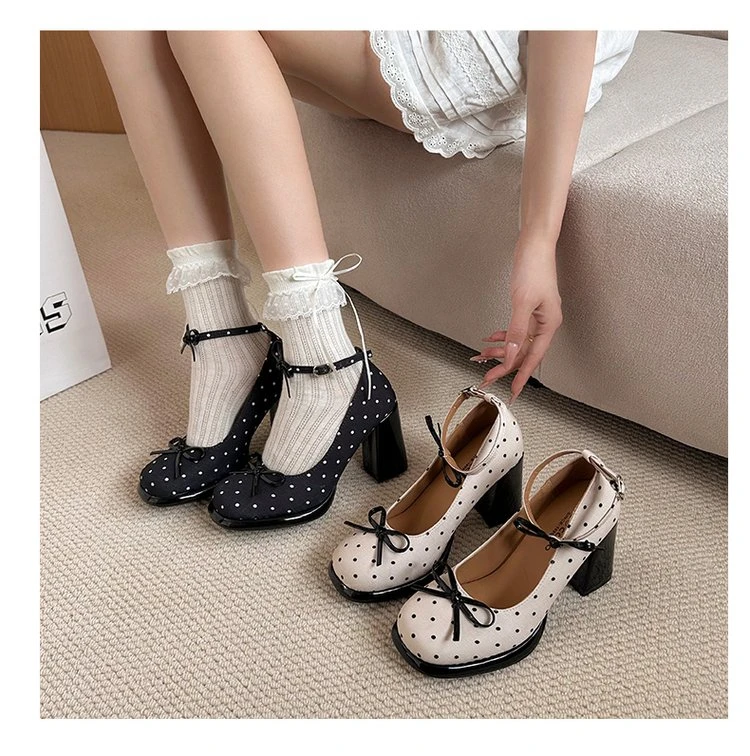 Platform Thick Heel Women Mary Jane Shoes Concise Ankle Strap Shoes 2026 Spring Women's Elegant Party Dress Leather Pumps