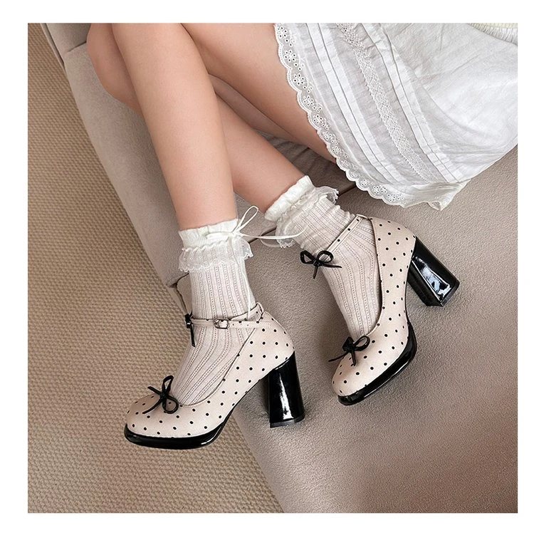 Platform Thick Heel Women Mary Jane Shoes Concise Ankle Strap Shoes 2026 Spring Women's Elegant Party Dress Leather Pumps
