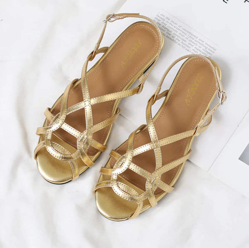 Chaussure Femme Women's Braided T-Strap Flats Sandals Round Toe Casual Female Footwear Summer Shoes for Women Sandalias De Mujer