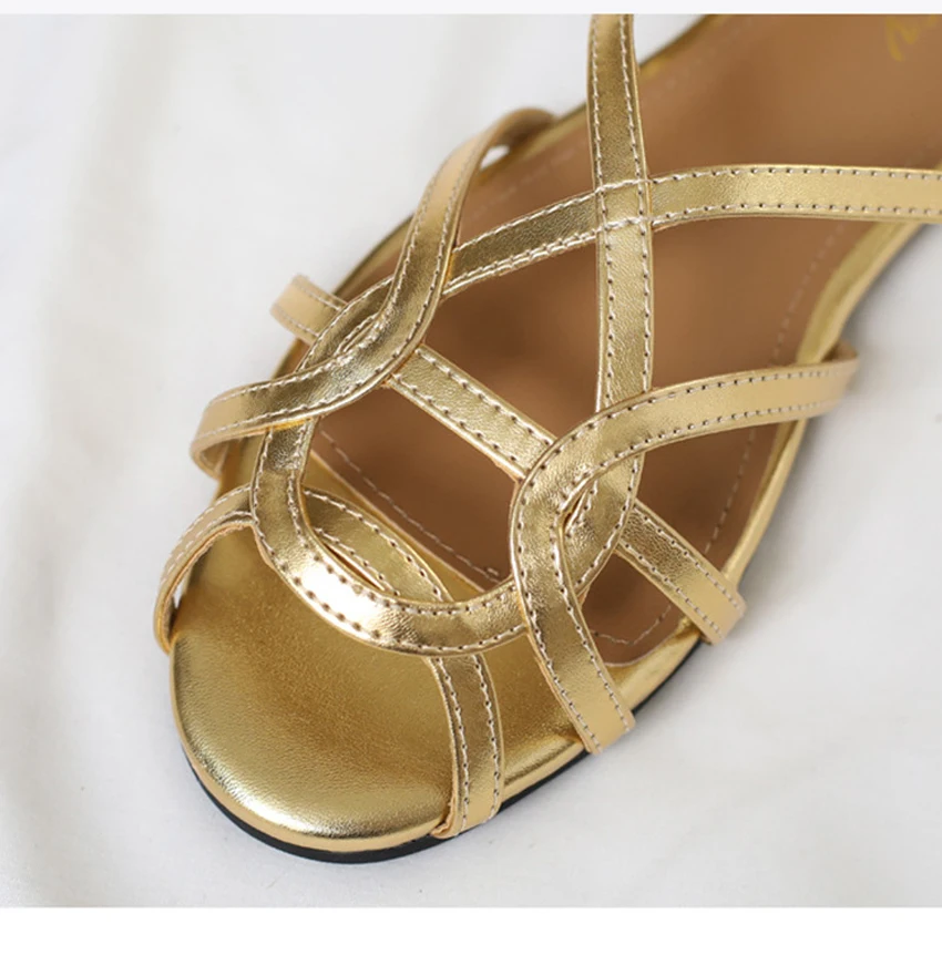 Chaussure Femme Women's Braided T-Strap Flats Sandals Round Toe Casual Female Footwear Summer Shoes for Women Sandalias De Mujer