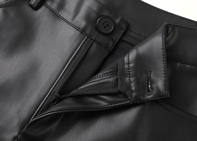 BIVIGAOS Fall Winter Fleece Loose Wide Leg Warm Leather Pants Women Button Pocket High Waist Thick PU Casual Straight Pants