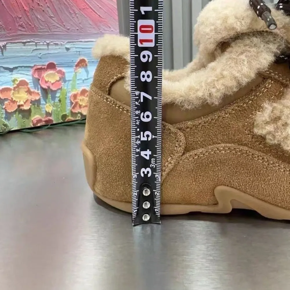Flats Women Casual Shoes Fad Soprt Sneakers Winter Keep Warm Plush Cotton 2025 Designer Trend Lace Up