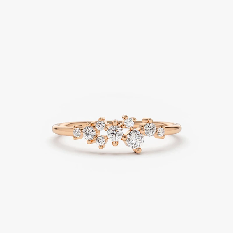 Lnngy 925 Sterling Silver Moissanite Ring Wedding Bands for Women Brilliant Lab Diamond Ring Bijoux Bague Fine Jewelry Gift
