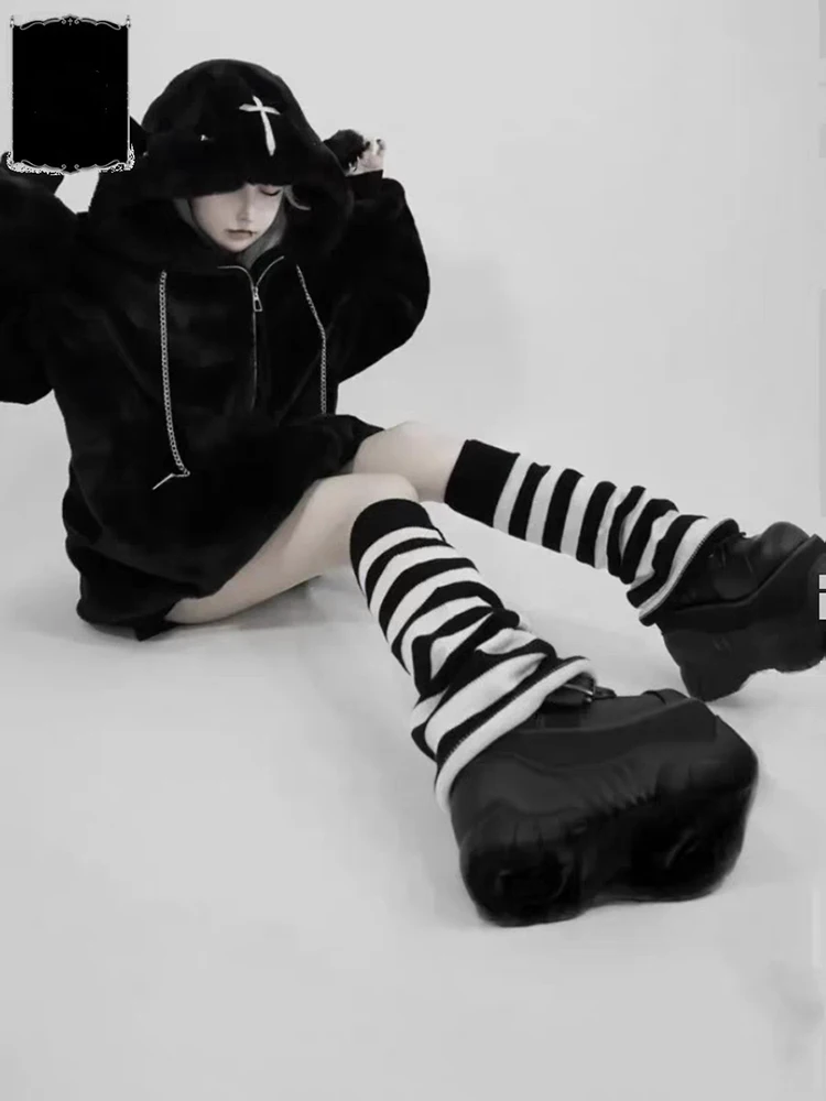 Lautaro Autumn Winter Oversized Sweet Warm Thick Soft Faux Fur Hoodie Women with Bear Ears Harajuku Punk Style Fluffy Jacket
