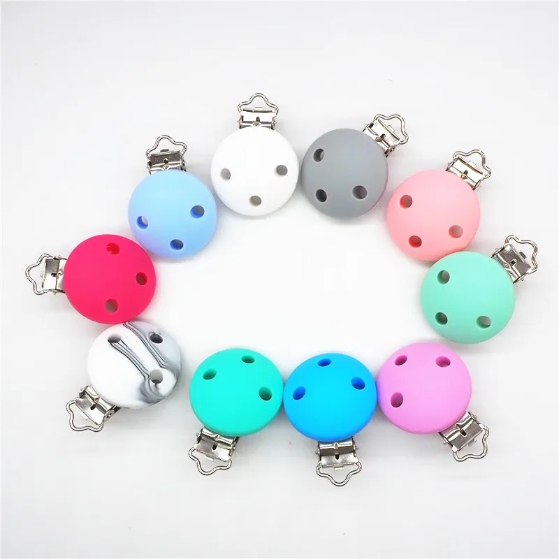 Chenkai 20PCS 35mm Silicone Round Clips Baby Pacifier Dummy Teether Soother Nursing Jewelry Toy Accessory Holder Teething Clips