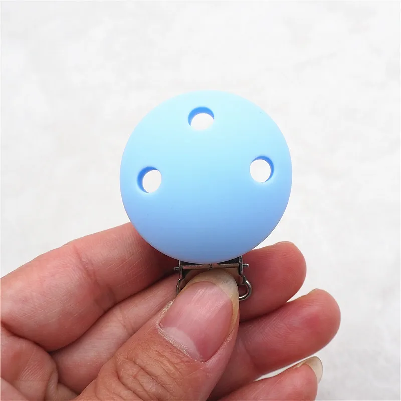 Chenkai 20PCS 35mm Silicone Round Clips Baby Pacifier Dummy Teether Soother Nursing Jewelry Toy Accessory Holder Teething Clips