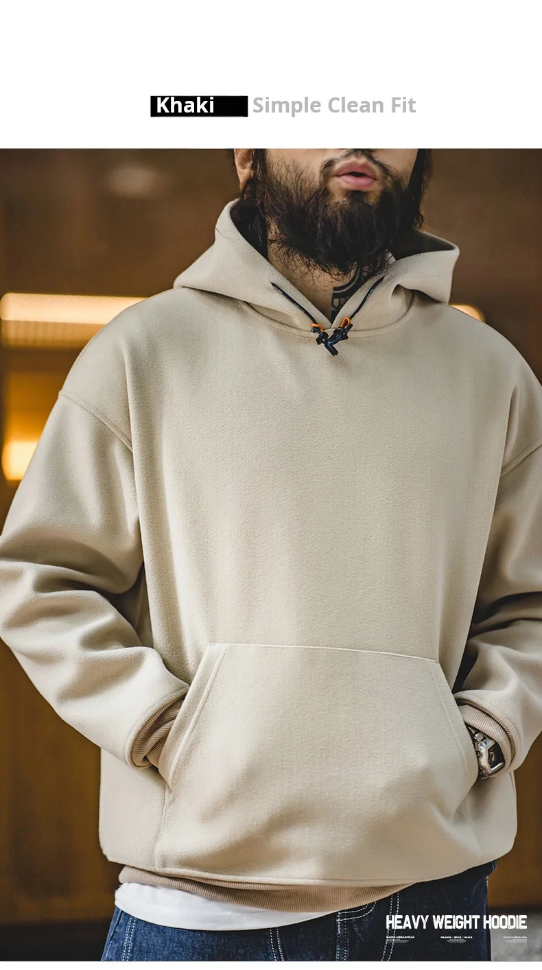 Maden New American Casual Heavy Hoodies Sweatshirt Cleanfit Silhouette Loose Pullover Outdoor Oversize Thermal Tops men's autumn
