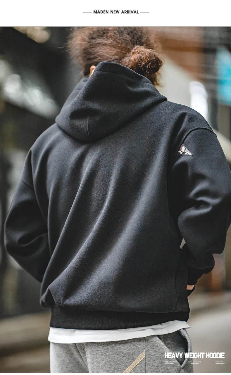 Maden New American Casual Heavy Hoodies Sweatshirt Cleanfit Silhouette Loose Pullover Outdoor Oversize Thermal Tops men's autumn