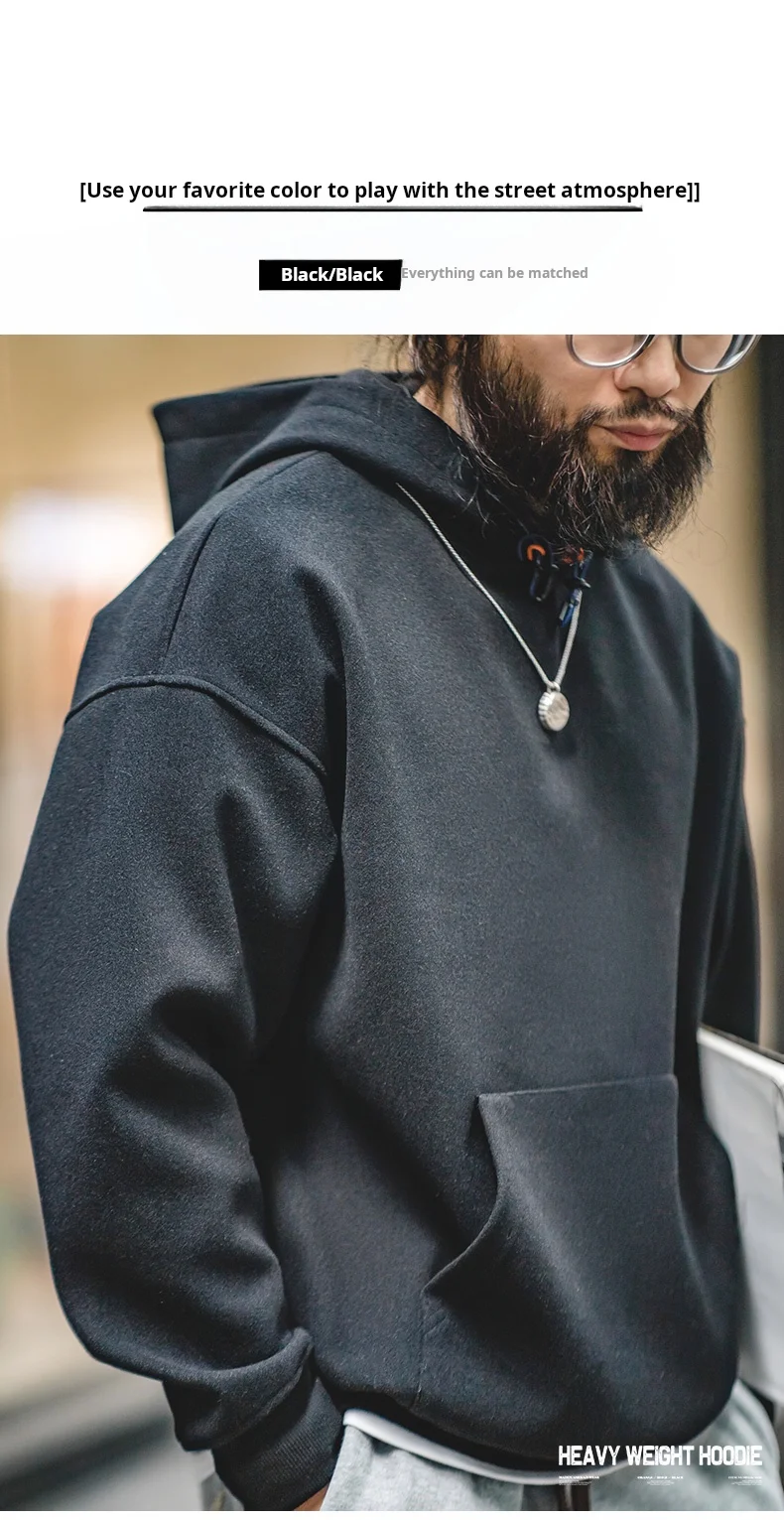 Maden New American Casual Heavy Hoodies Sweatshirt Cleanfit Silhouette Loose Pullover Outdoor Oversize Thermal Tops men's autumn