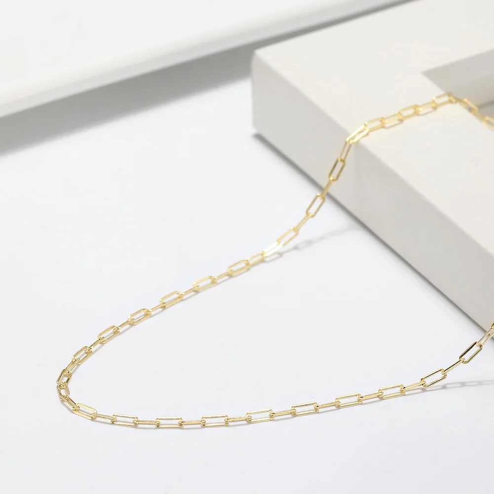 ORSA JEWELS 14K Gold 925 Sterling Silver 1.8mm Paperclip Neck Chain Fashion Link Chain Necklaces for Women Dainty Jewelry SC39