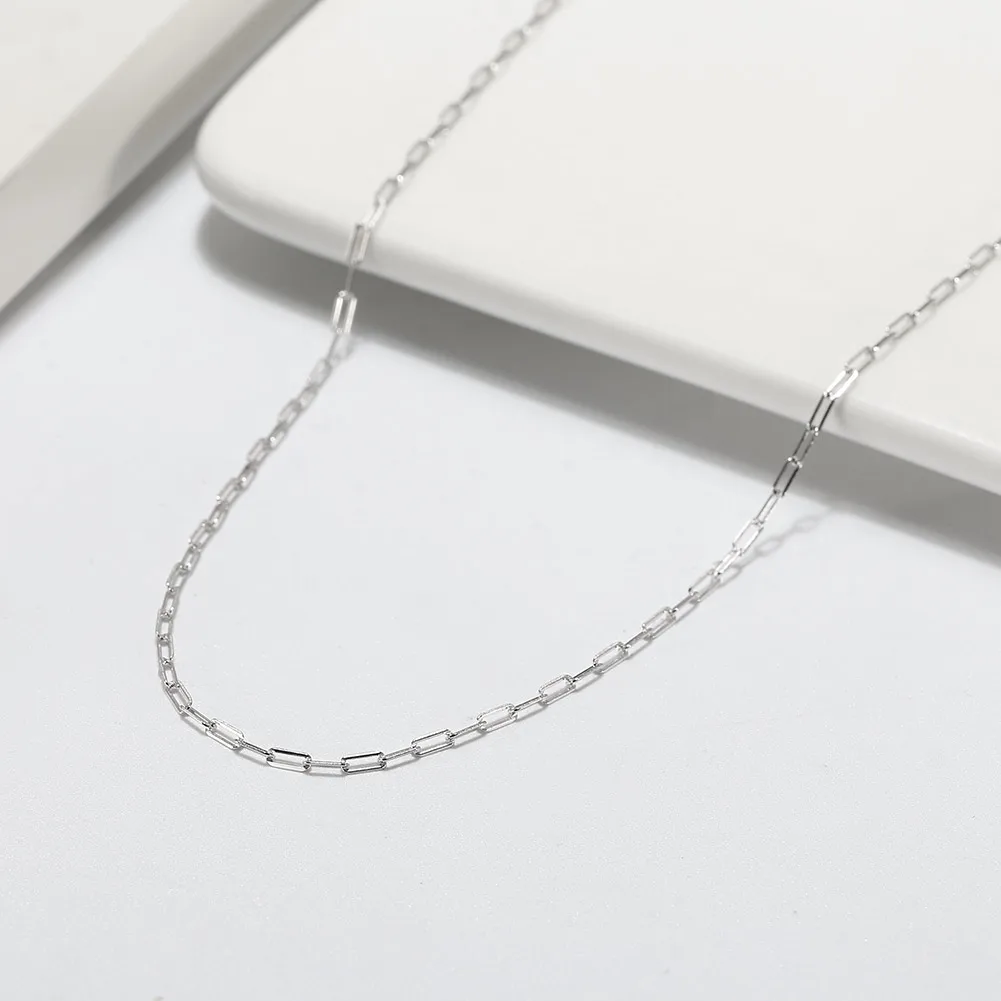 ORSA JEWELS 14K Gold 925 Sterling Silver 1.8mm Paperclip Neck Chain Fashion Link Chain Necklaces for Women Dainty Jewelry SC39