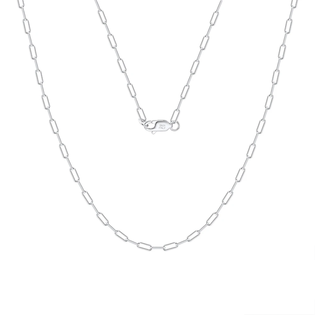 ORSA JEWELS 14K Gold 925 Sterling Silver 1.8mm Paperclip Neck Chain Fashion Link Chain Necklaces for Women Dainty Jewelry SC39