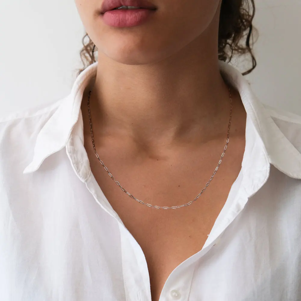 ORSA JEWELS 14K Gold 925 Sterling Silver 1.8mm Paperclip Neck Chain Fashion Link Chain Necklaces for Women Dainty Jewelry SC39