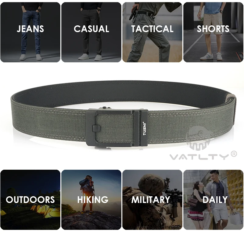 VATLTY New Tactical Pistol Airsoft Belt for Men Metal Automatic Buckle Military Belt 1100D Tight Nylon Casual Belt Male Girdle