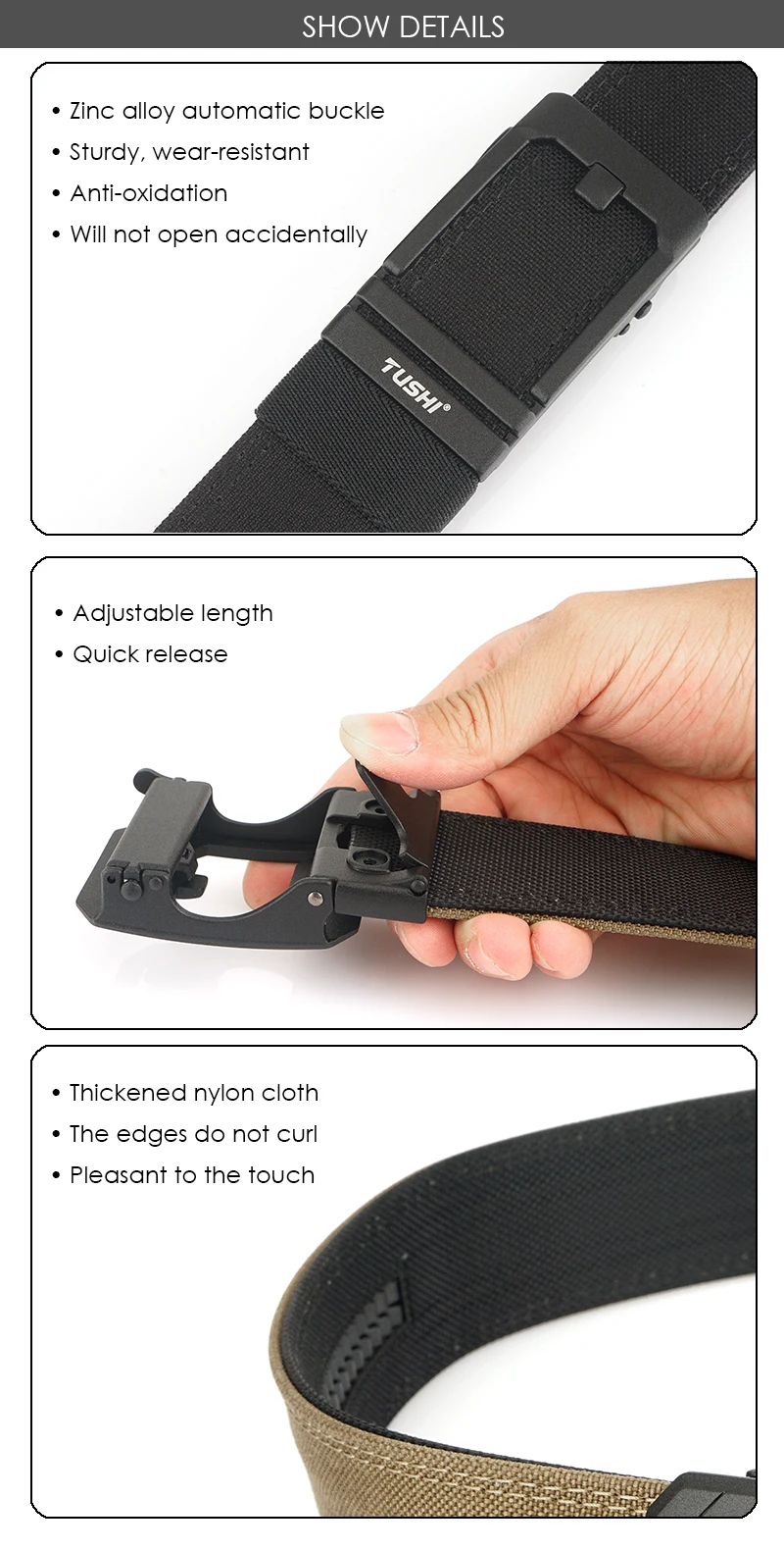 VATLTY New Tactical Pistol Airsoft Belt for Men Metal Automatic Buckle Military Belt 1100D Tight Nylon Casual Belt Male Girdle