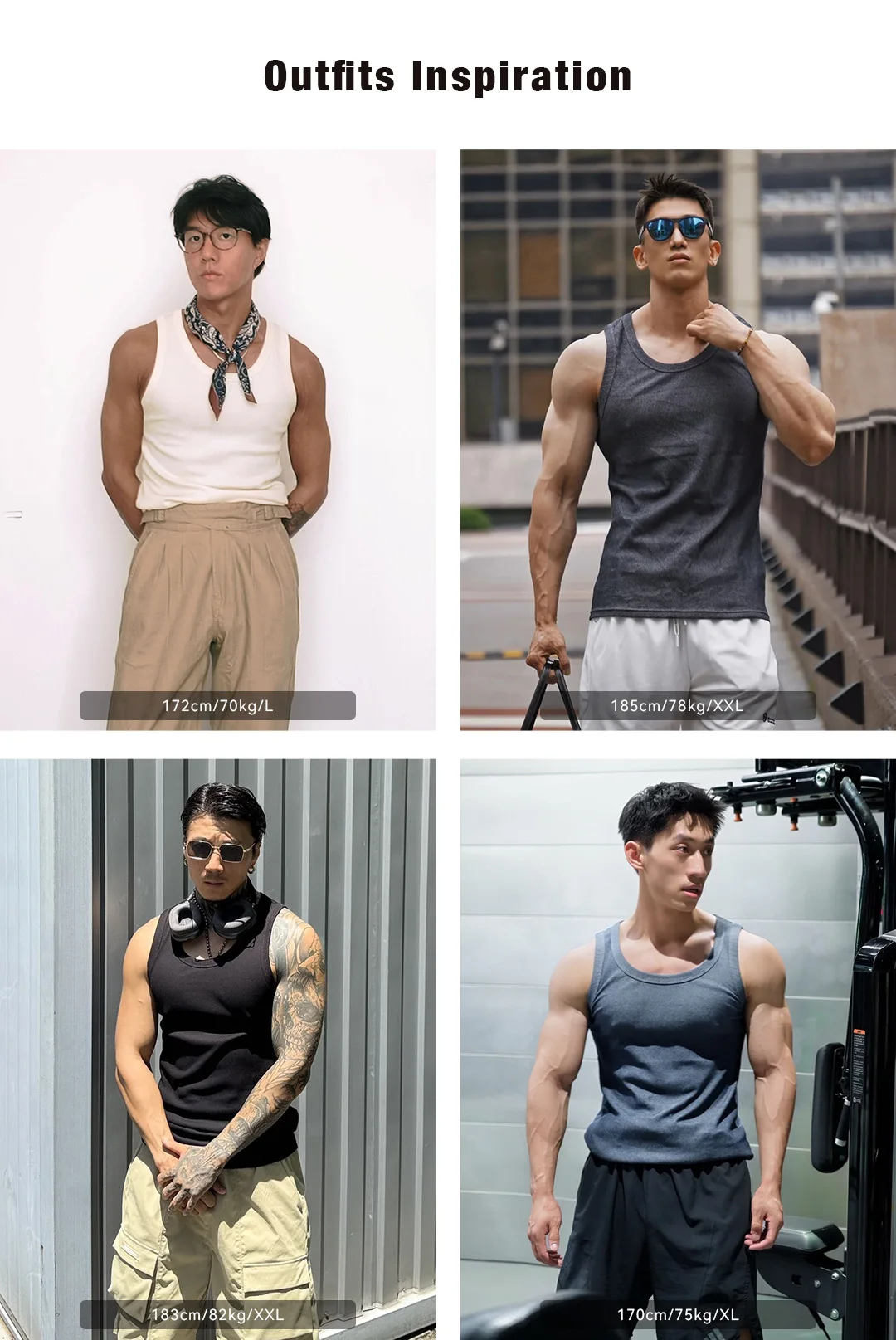 Maden Casual Men's Sleeveless Tank Tops Heavyweight Solid Color Ribbed Vest for Summer Slim Fit Sports Fitness Training T-shirt