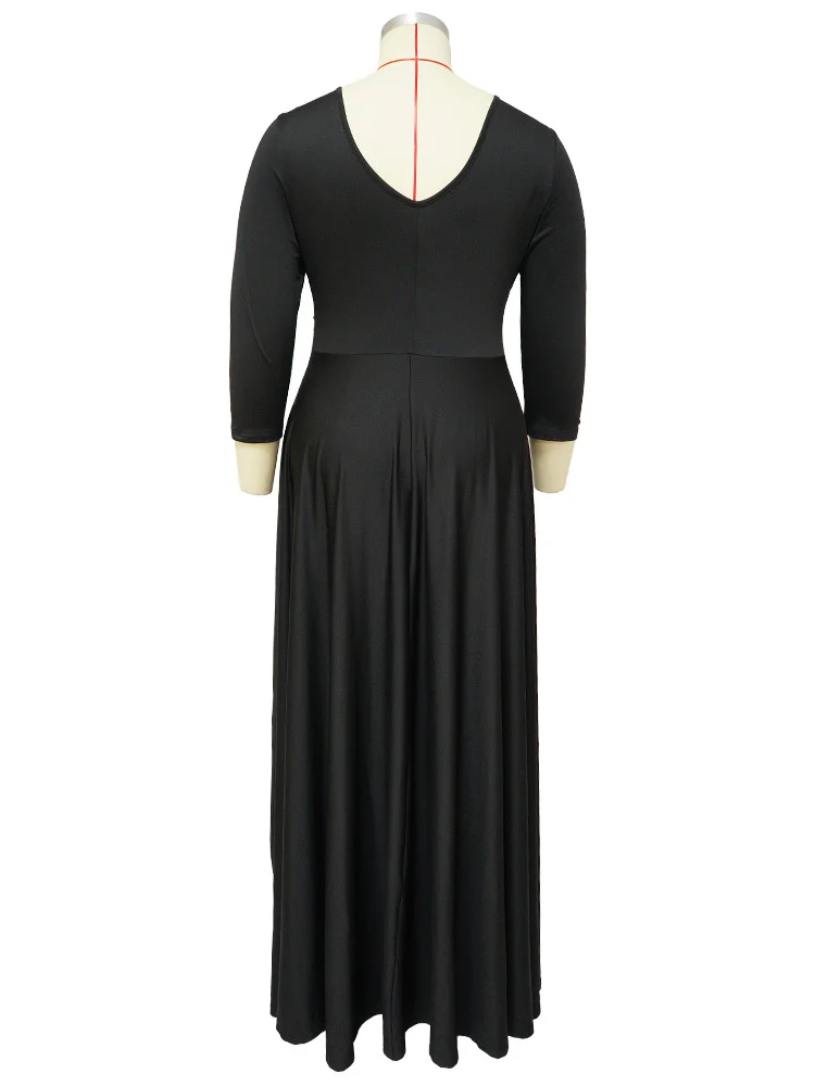 Wmstar Plus Size Party Dresses for Women Fall Clothes  V Neck Bandage Big Hem Elegant Party Maxi Dress Wholesale Dropshipping