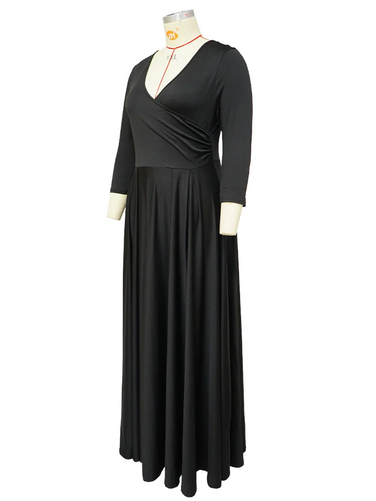 Wmstar Plus Size Party Dresses for Women Fall Clothes  V Neck Bandage Big Hem Elegant Party Maxi Dress Wholesale Dropshipping