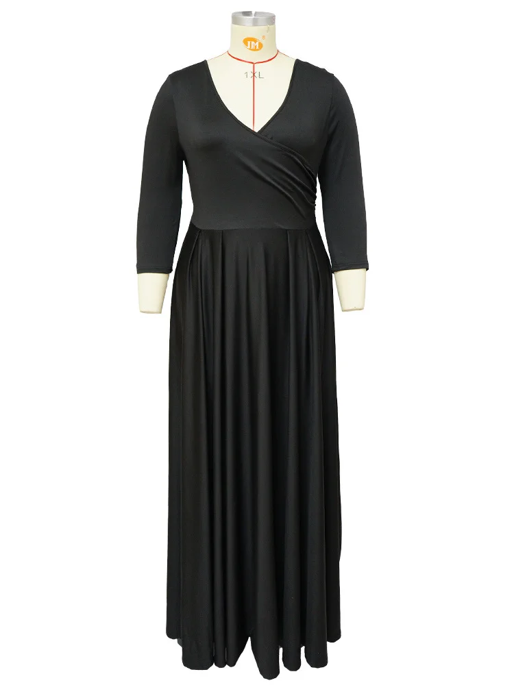 Wmstar Plus Size Party Dresses for Women Fall Clothes  V Neck Bandage Big Hem Elegant Party Maxi Dress Wholesale Dropshipping