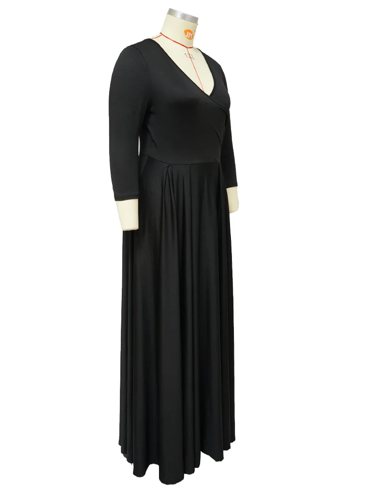 Wmstar Plus Size Party Dresses for Women Fall Clothes  V Neck Bandage Big Hem Elegant Party Maxi Dress Wholesale Dropshipping