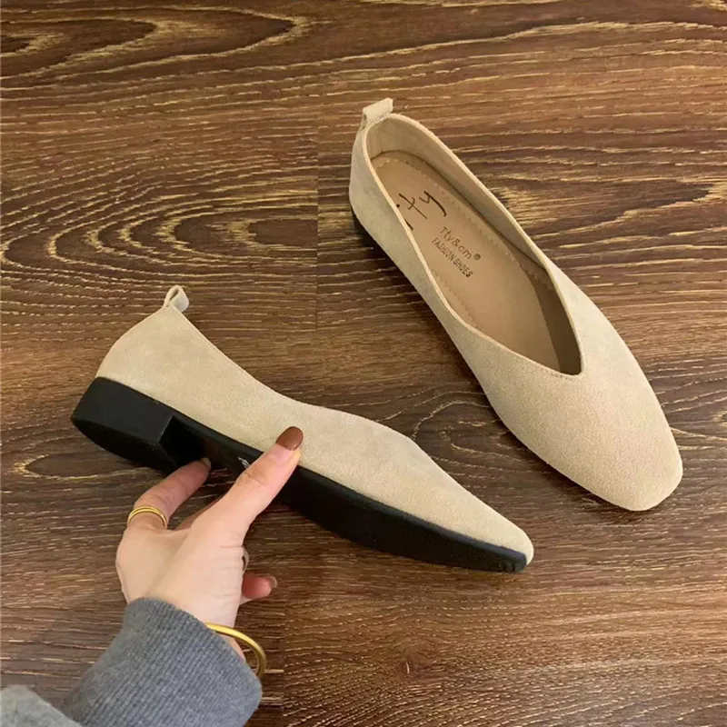 Bailamos Women's Square Toe Vintage Flats Soft Loafers Comfortable Leather Ballet Shoes for Female Dress Shoes Mujer