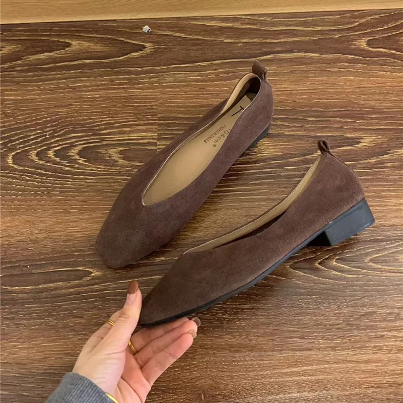 Bailamos Women's Square Toe Vintage Flats Soft Loafers Comfortable Leather Ballet Shoes for Female Dress Shoes Mujer