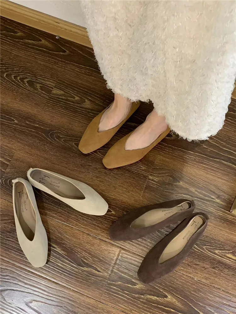 Bailamos Women's Square Toe Vintage Flats Soft Loafers Comfortable Leather Ballet Shoes for Female Dress Shoes Mujer