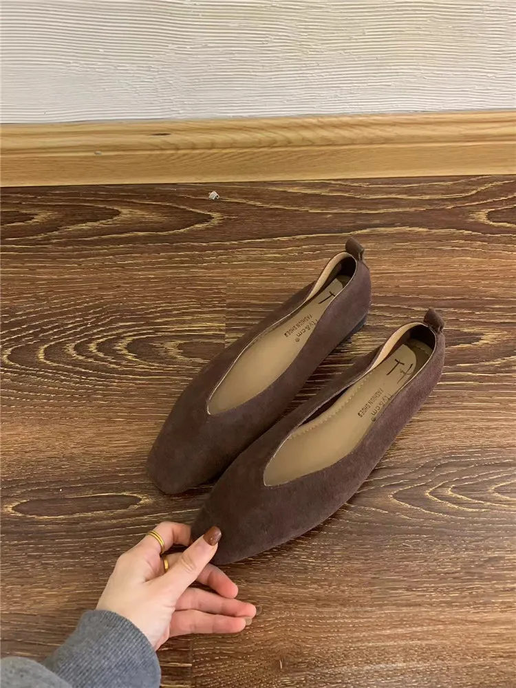 Bailamos Women's Square Toe Vintage Flats Soft Loafers Comfortable Leather Ballet Shoes for Female Dress Shoes Mujer