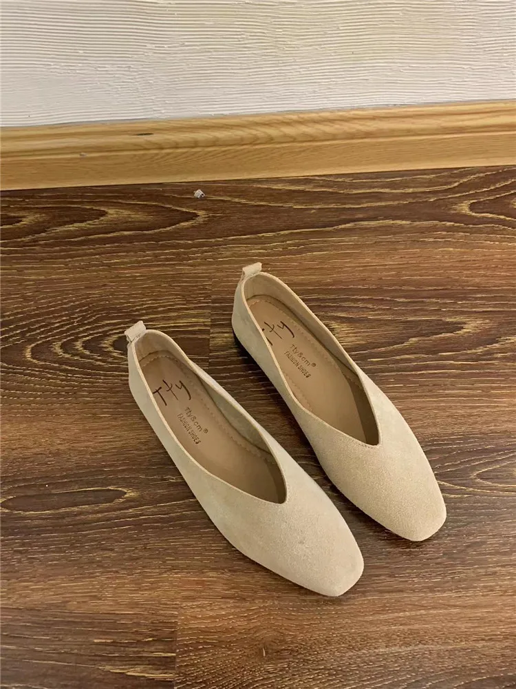 Bailamos Women's Square Toe Vintage Flats Soft Loafers Comfortable Leather Ballet Shoes for Female Dress Shoes Mujer
