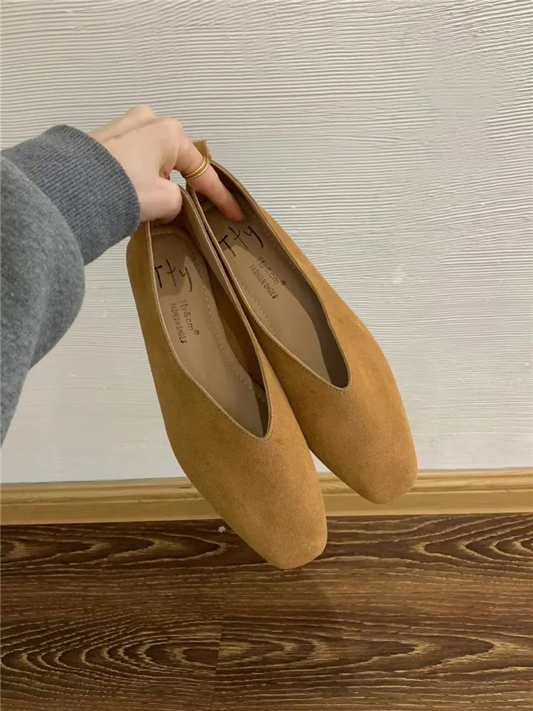 Bailamos Women's Square Toe Vintage Flats Soft Loafers Comfortable Leather Ballet Shoes for Female Dress Shoes Mujer