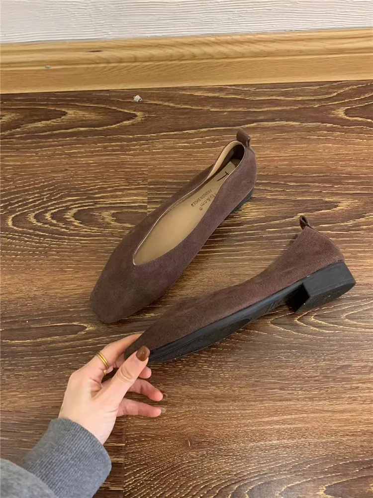 Bailamos Women's Square Toe Vintage Flats Soft Loafers Comfortable Leather Ballet Shoes for Female Dress Shoes Mujer