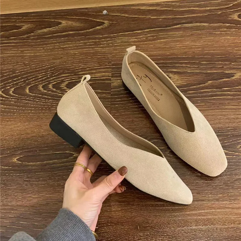 Bailamos Women's Square Toe Vintage Flats Soft Loafers Comfortable Leather Ballet Shoes for Female Dress Shoes Mujer
