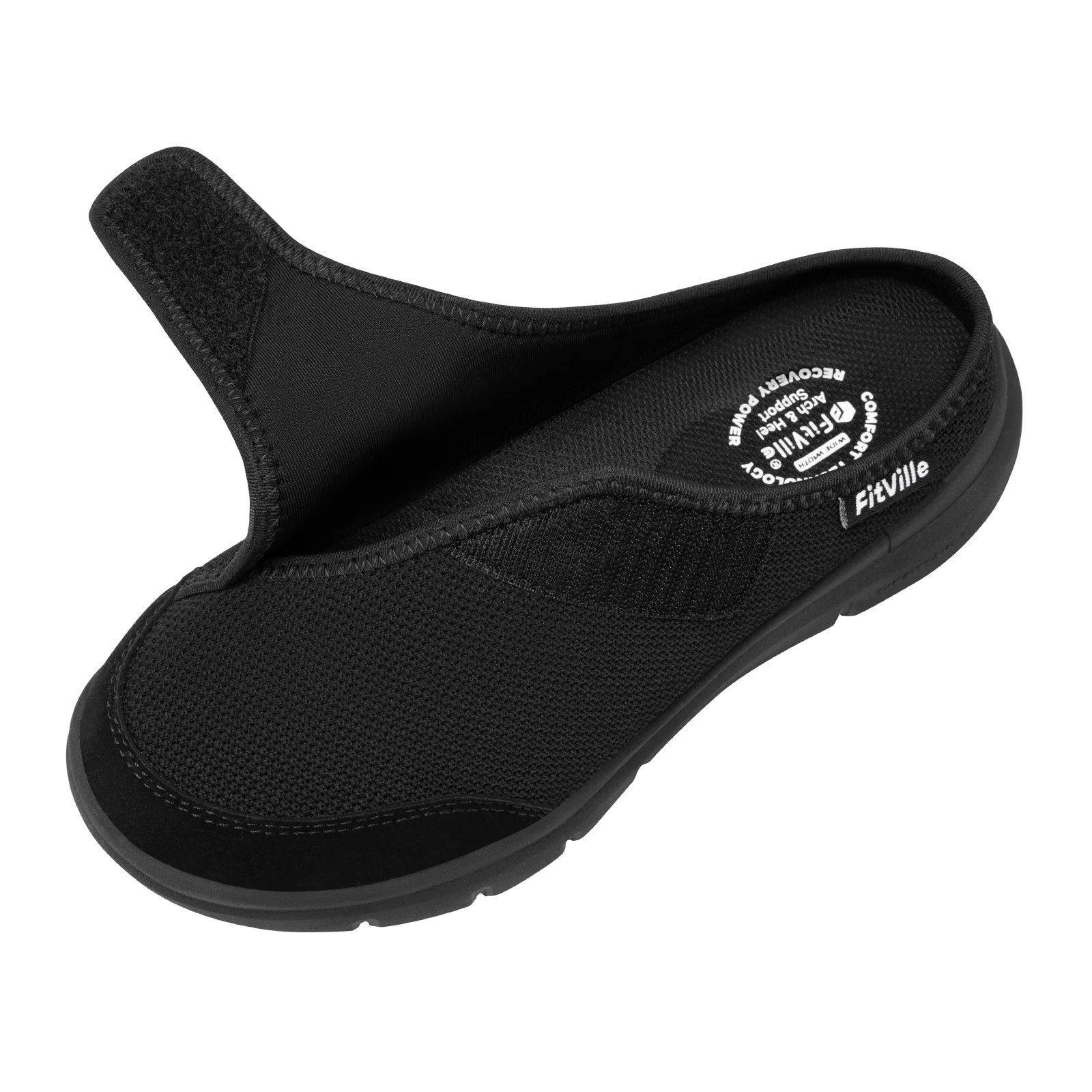 FitVille Women's Orthopedic Slippers Wide Fleece Lined Clogs with Arch Support Recovery Pedic Shoes Comfortable Slip-On Footwear