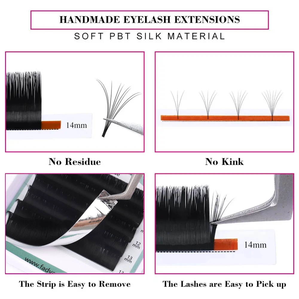 10 Case Easy Fanning Eyelash Extensions Faux mink Flare Soft Eye Lashes Russian Volume Eyelash Extensions Cilia Silk Lashes