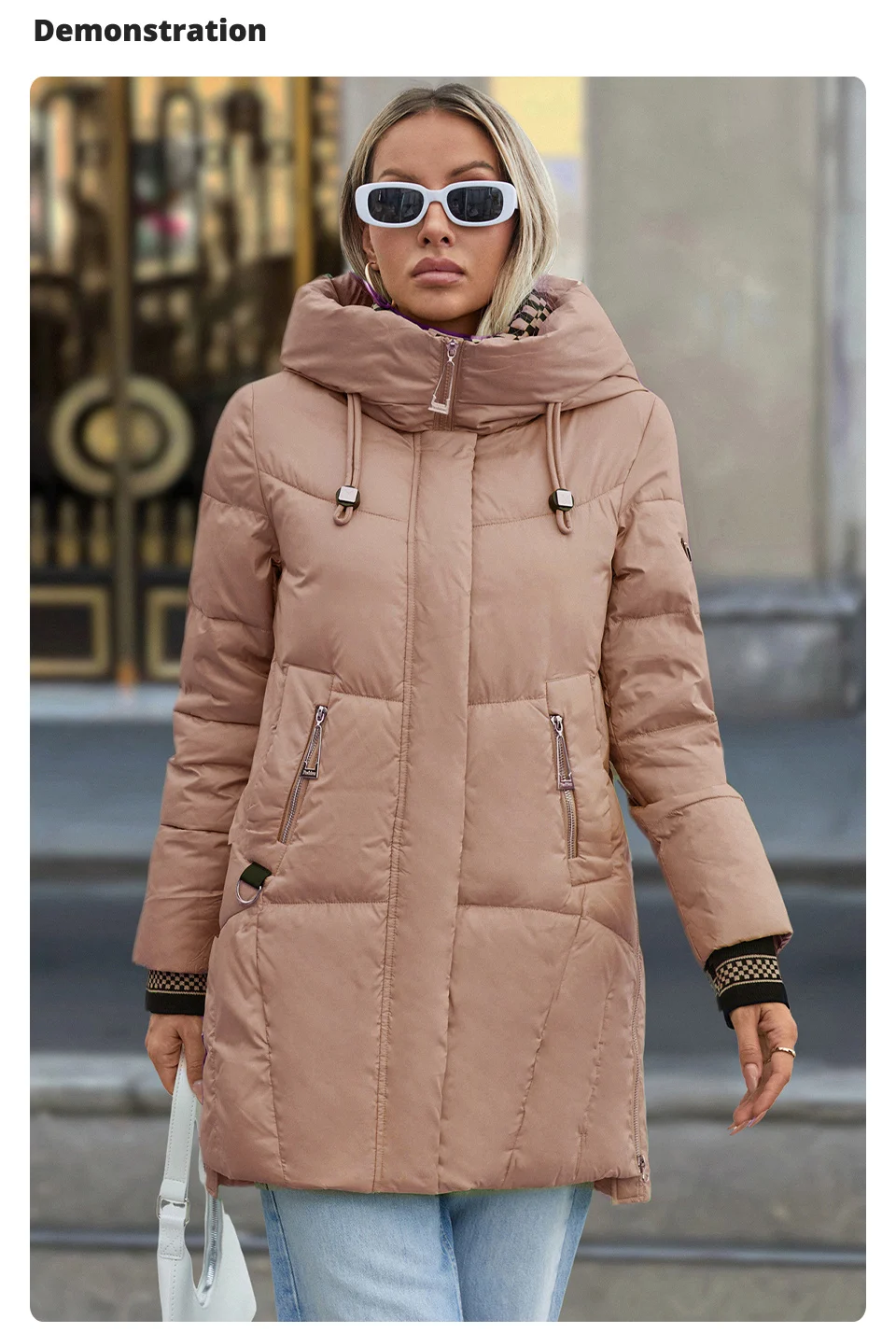 GASMAN 2024 Women Down Jacket Long Classic zipper design Big Pocket Stand Collar Hooded Slim coat Women Parkas GM-83325