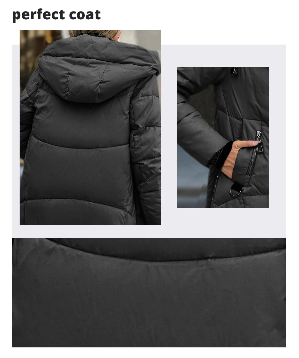 GASMAN 2024 Women Down Jacket Long Classic zipper design Big Pocket Stand Collar Hooded Slim coat Women Parkas GM-83325
