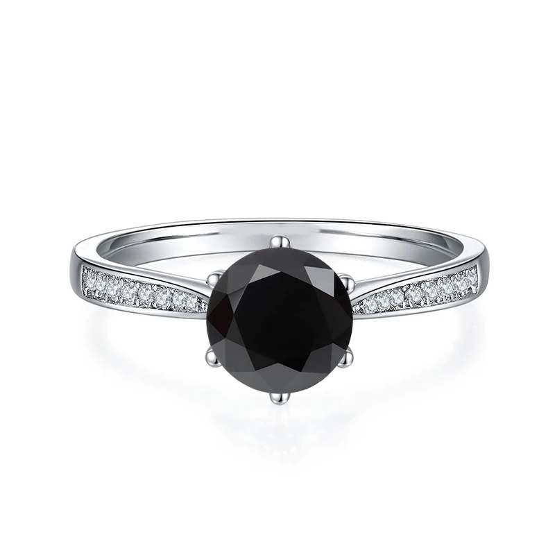 NeeTim 1ct 6.5mm Red Blue Pink Yellow Green Purple Black Moissanite Ring Sterling 925 Silver Wedding Party Band for Women Gifts