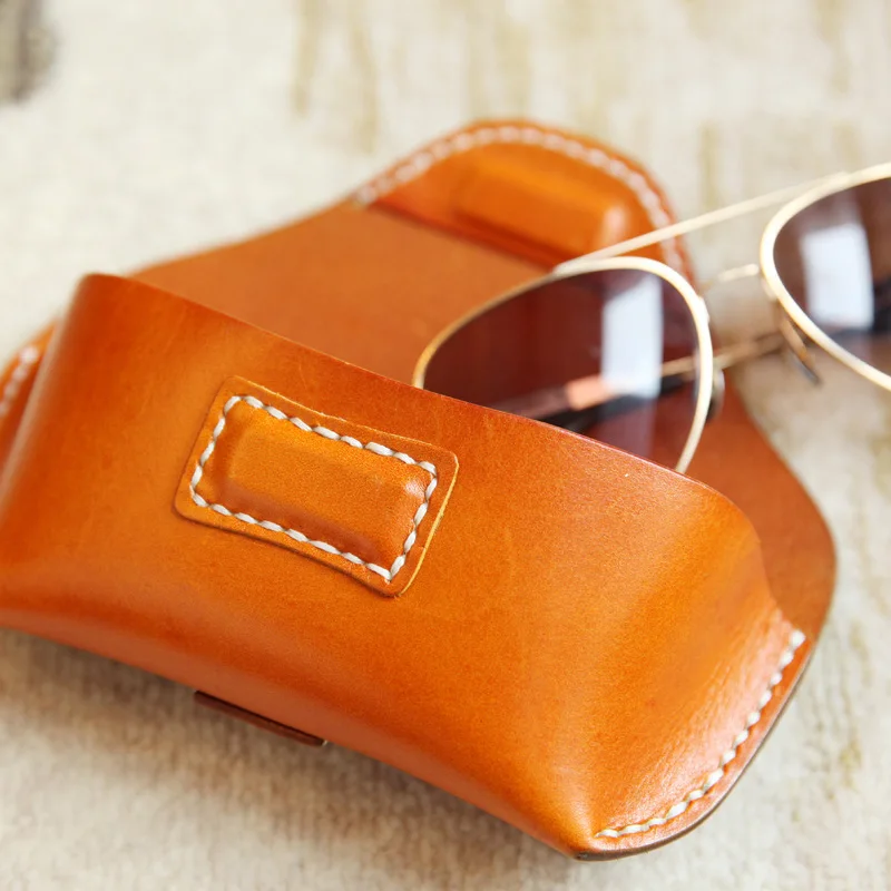 Genuine Cowhide Leather Glasses Case Magnet Sunglasses Holder Eyewear Accessories Organizer Eyeglass Reading Glasses Storage Box