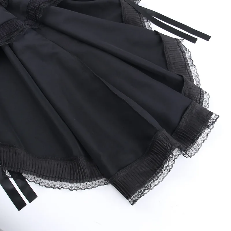 AltGoth Gothic Dark Halloween Black Dress Womem Palace Styel Lace Patchwork High Waist Corset Dress Nightclub Cosplay Partywear