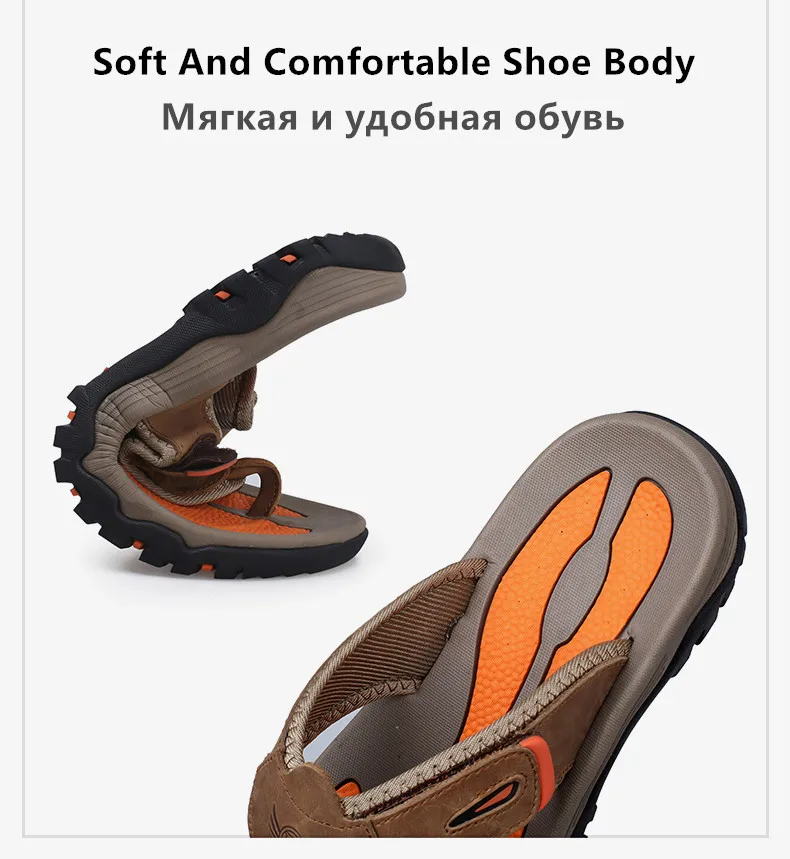 New Summer Men's Slippers Breathable Luxury Men Sandals Beach Classics Genuine Leather Mens Slippers Outdoor Men's Flip Flops