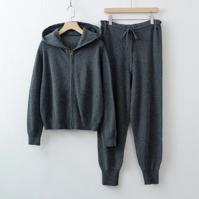 2015 Women Wool Cardigan Pants Sets Knit clothes