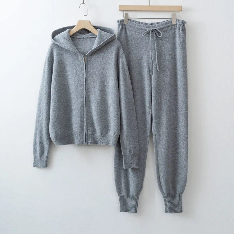 2015 Women Wool Cardigan Pants Sets Knit clothes