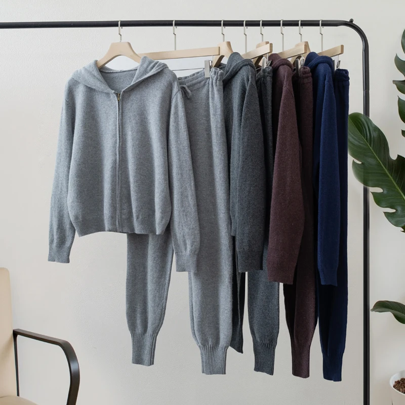 2015 Women Wool Cardigan Pants Sets Knit clothes